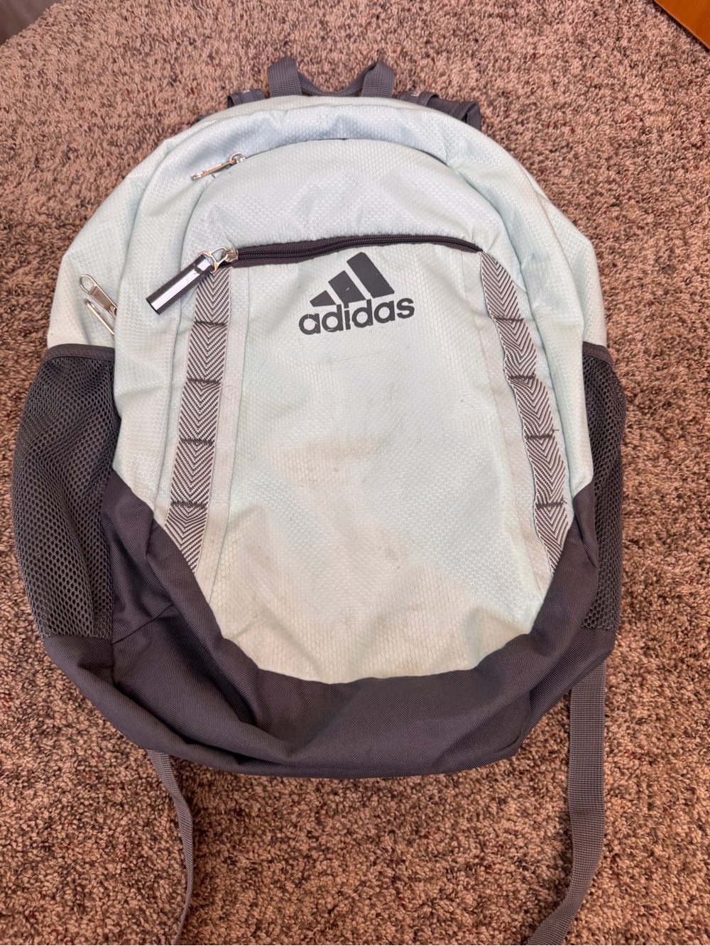 Adidas Backpack - Mint Green & Gray with Front Logo GUC